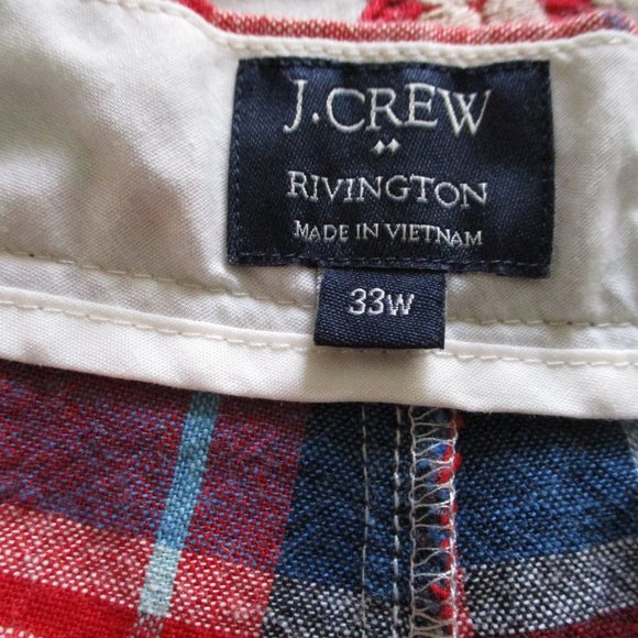 J. Crew Mens Multicolor Cotton Linen Plaid Bermuda Short Pant NWOT - Size 33W - Picture 2 of 2